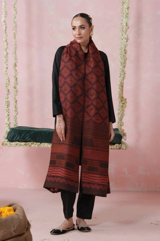 Parwana (Yearner) - Maroon Weaved Shawl