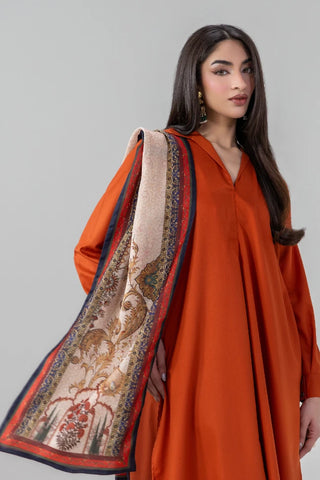Printed Beige stole made from Crinkle Silk, calligraphed with the words of Nida Fazli throughout.