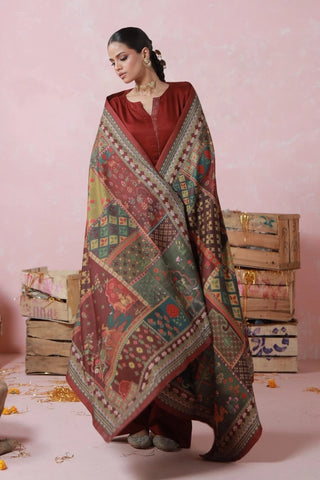 Gulposh (Covered in Flowers) - Maroon Shawl