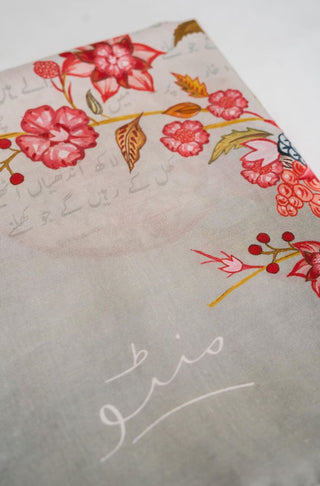 Gulnaar (Fruit Flora) - Sage Grey Shawl