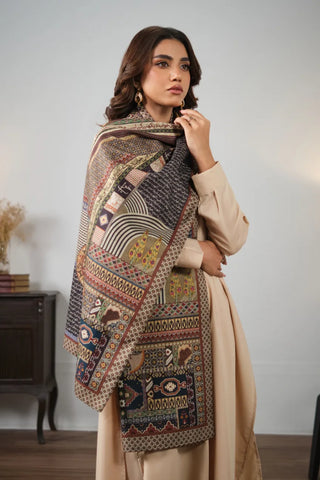Double-Sided Stole in multi color, featuring the urdu words calligraphed throughout