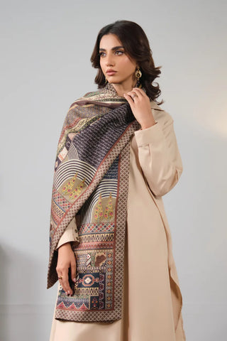 Double-Sided Stole in multi color, featuring the urdu words calligraphed throughout