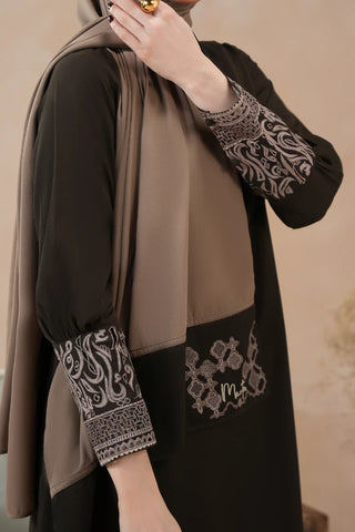 Manto Women's Ready to Wear Brown Matching 2 Piece Co-Ord Set with Embroidery