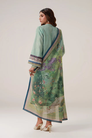 Green color 2-piece set in summer fabric