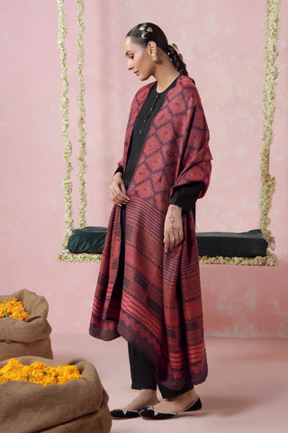 Parwana (Yearner) - Maroon Weaved Shawl