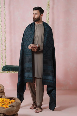 Parwana - Teal Weaved Shawl