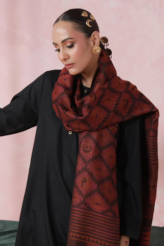 Parwana (Yearner) - Maroon Weaved Shawl