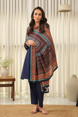 Manto Women's Accessories Blue Odhni with Urdu Calligraphy