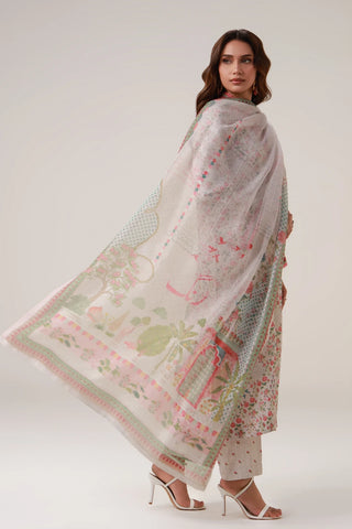 3 piece set featuring a straight shirt paired with pants and a dupatta