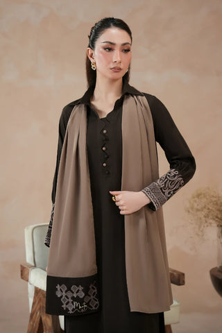 Manto Women's Brown Embroidered Scarf