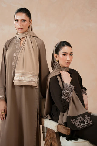 Manto Women's Ready to Wear Brown & Grey Matching 2 Piece Co-Ord Set with Embroidery