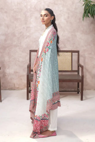 Manto Women's Printed White & Pink Dupatta with Urdu Calligraphy