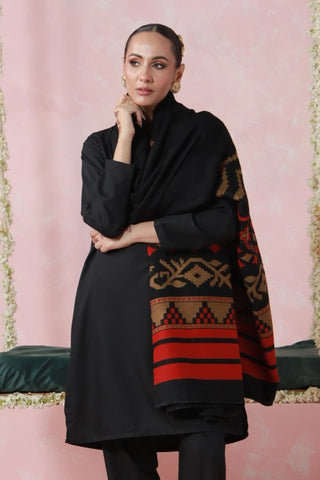 Aghaaz (Genesis) - Black Weaved Shawl