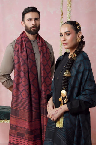 Parwana - Teal Weaved Shawl