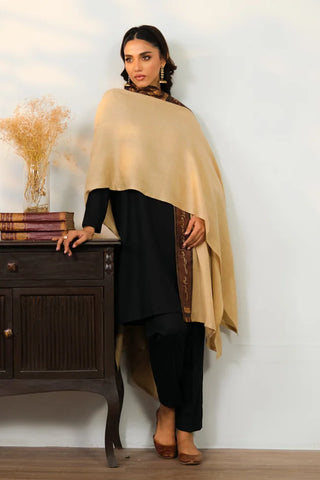 Shop Azal Cape is made using Acrylic Wool in beige work.