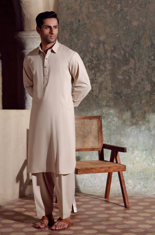 Manto Men's Cream White Kameez & Shalwar