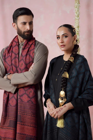 Parwana - Teal Weaved Shawl