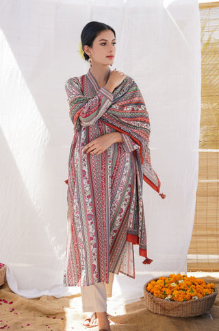 Gulistan (Flowerland) - Brick Red Long Shirt