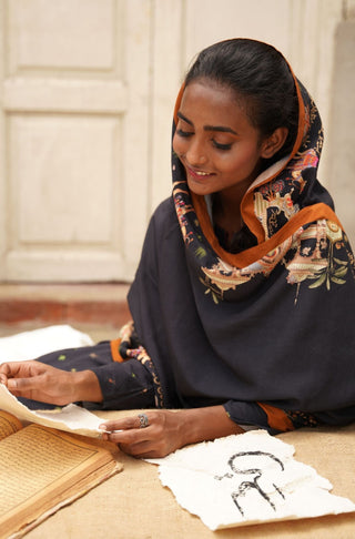 Ishq (Love) - Black Shawl