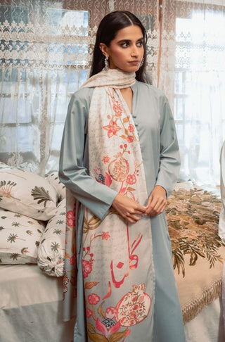 Gulnaar (Fruit Flora) - Sage Grey Shawl