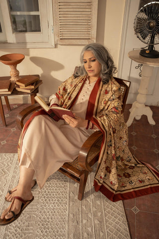 Zeenat (Timeless Beauty) - Antique  Maroon Shawl
