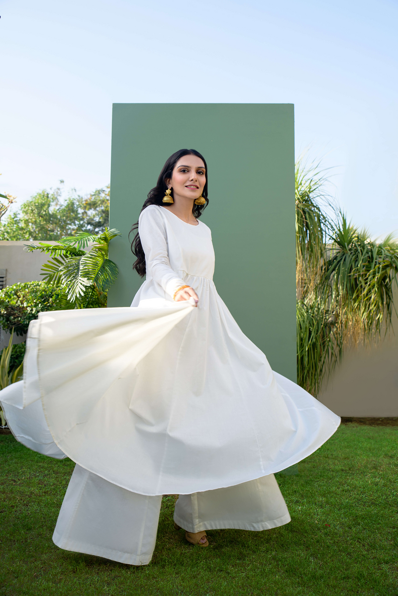 Plain white 2025 anarkali suit